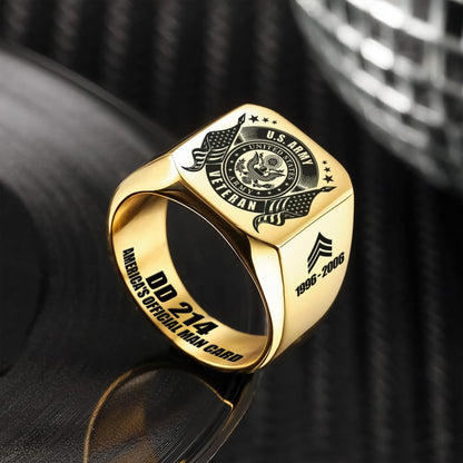 US Army – Engraved Men's Ring – Veteran Honor Signet