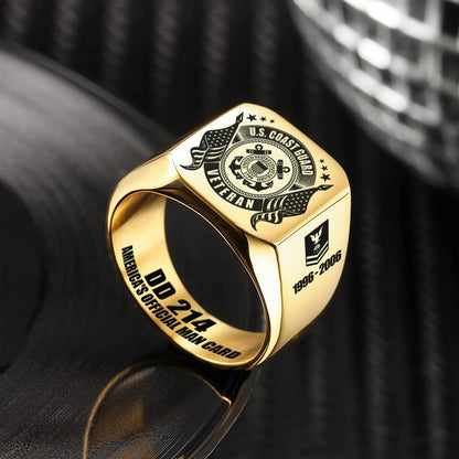 US Coast Guard – Engraved Men's Ring – Veteran Honor Signet