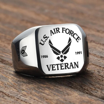 US Air Force – Engraved Men's Ring – Military Pride Badge