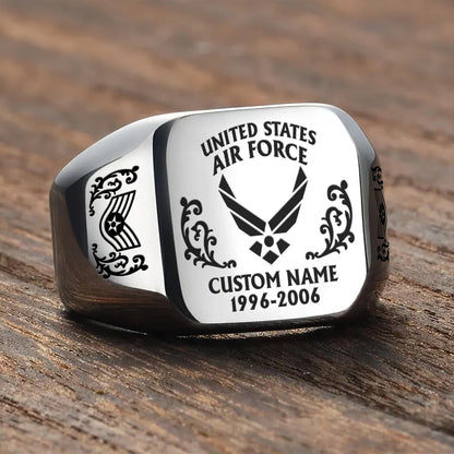 US Air Force – Engraved Men's Ring – Service Legacy Emblem