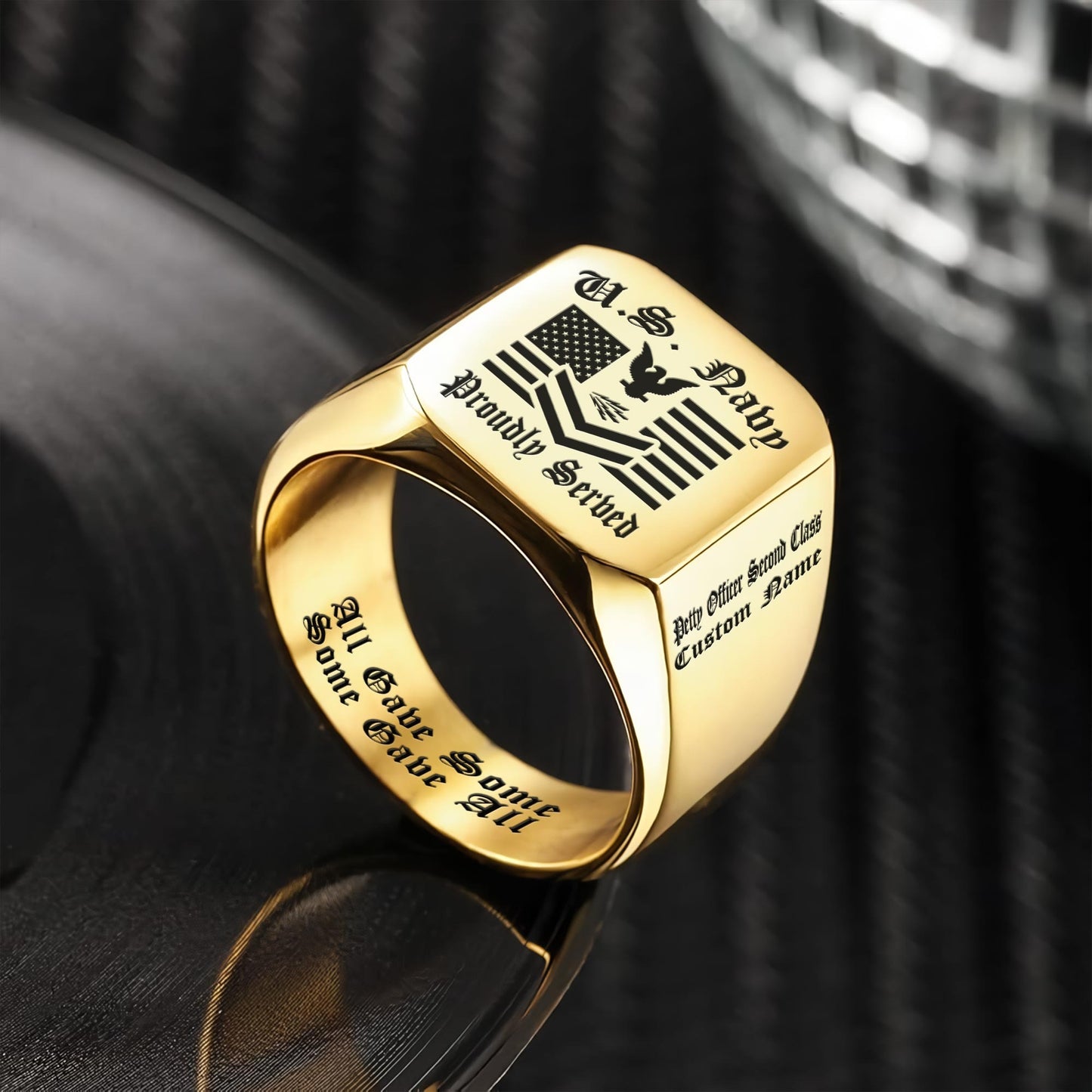 US Navy – Engraved Men's Ring – Proud Service Crest