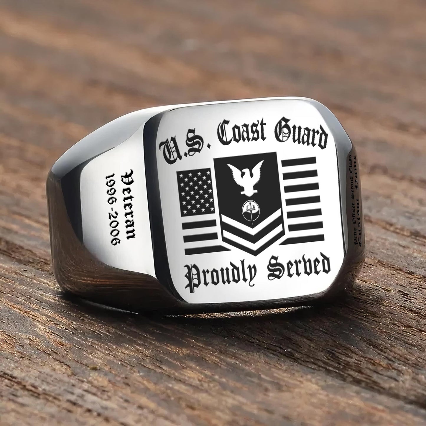 US Coast Guard – Engraved Men's Ring –  Proud Service Crest