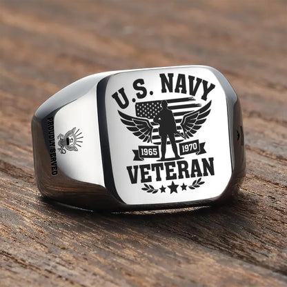 US Navy – Engraved Men's Ring – Valor Veteran Crest