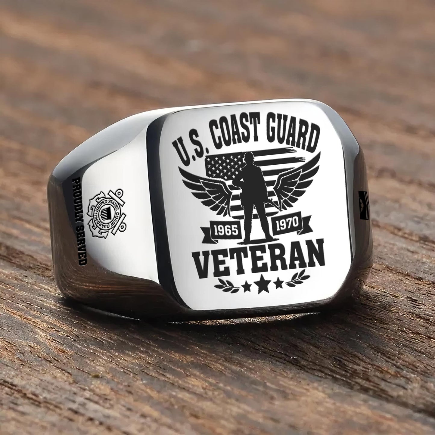US Coast Guard – Engraved Men's Ring –  Valor Veteran Crest