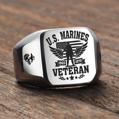 US Marine Corps – Engraved Men's Ring –  Valor Veteran Crest