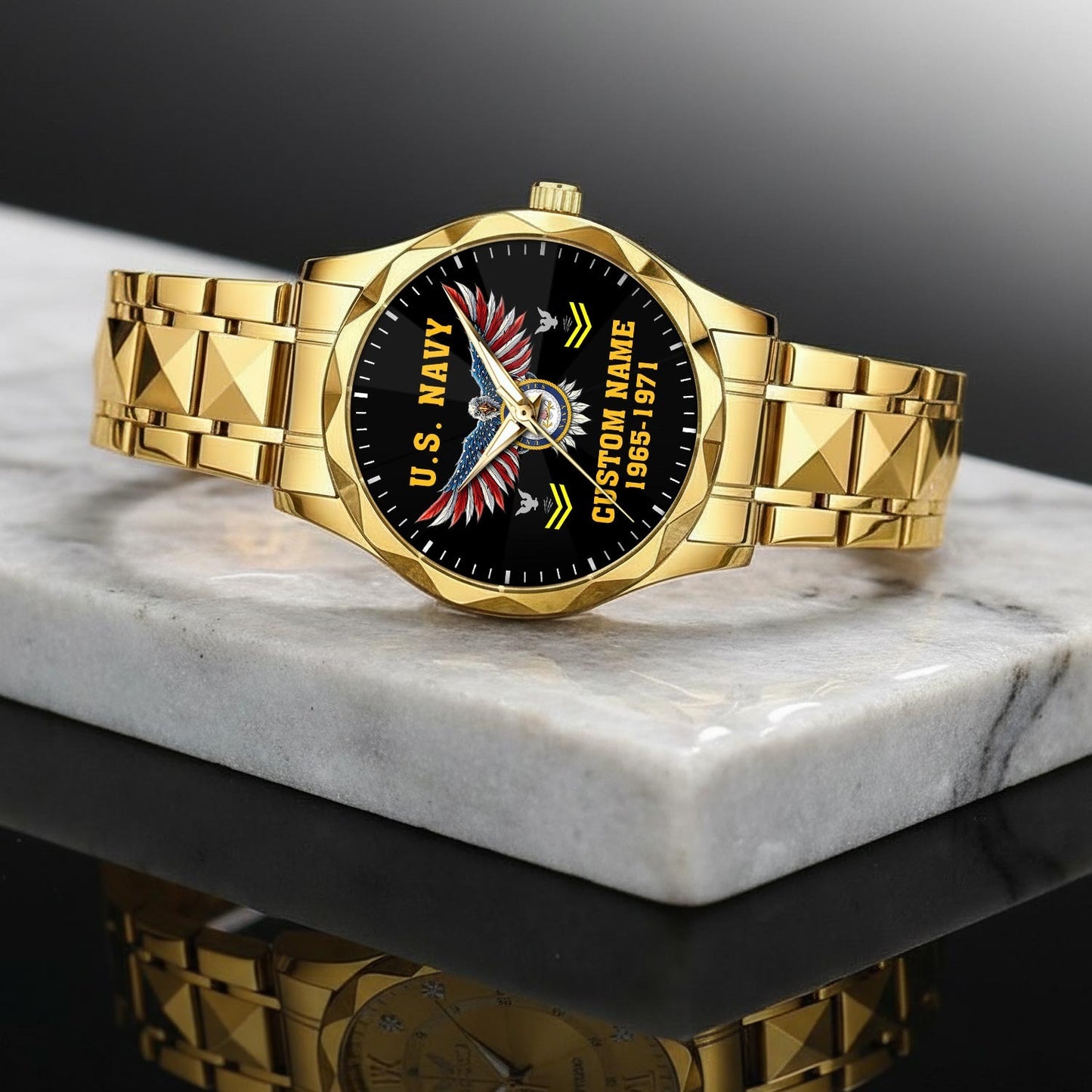 US Navy – Diamond-Cut Bezel Watch – Eagle Honor Dial