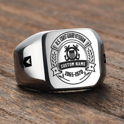US Coast Guard – Engraved Men's Ring –  Patriot Eagle Crest