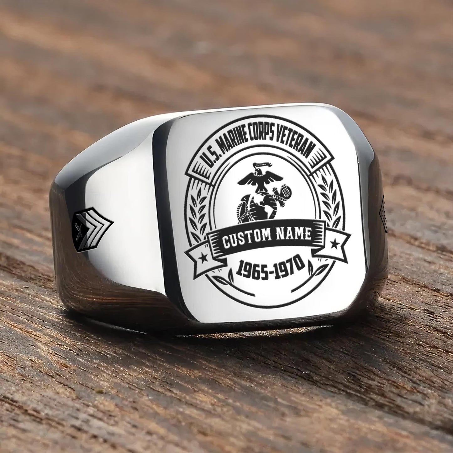 US Marine Corps – Engraved Men's Ring –  Patriot Eagle Crest