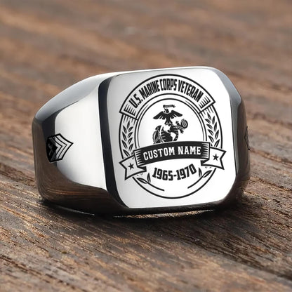 US Marine Corps – Engraved Men's Ring –  Patriot Eagle Crest