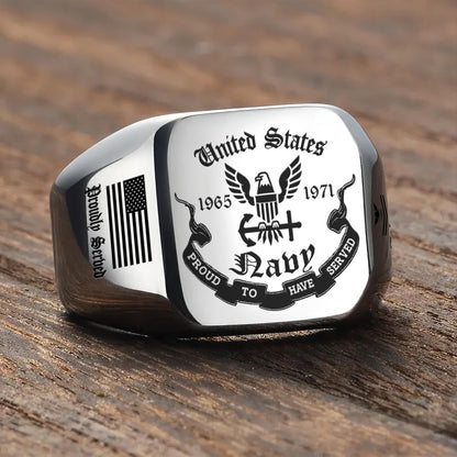 US Navy – Engraved Men's Ring – Heritage Military Crest