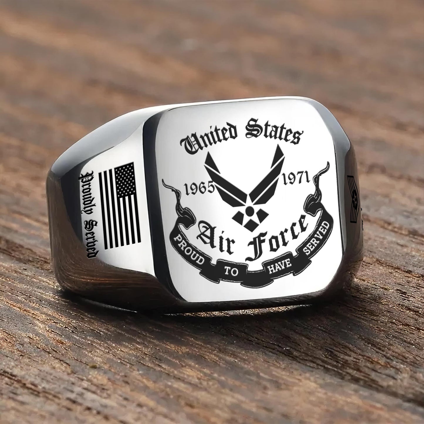 US Air Force – Engraved Men's Ring – Heritage Military Crest