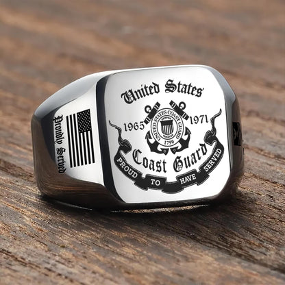 US Coast Guard – Engraved Men's Ring –  Heritage Military Crest