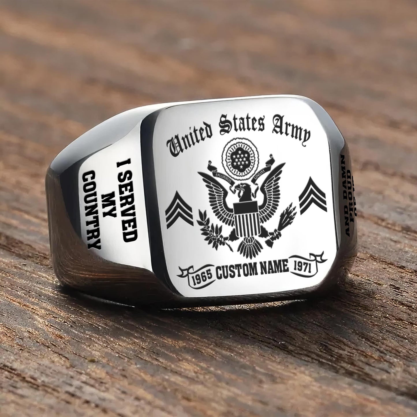 US Army – Engraved Men's Ring – Military Heritage Insignia