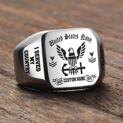 US Navy – Engraved Men's Ring – Military Heritage Insignia