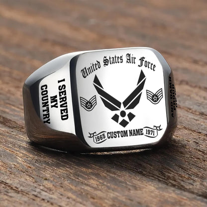 US Air Force – Engraved Men's Ring – Military Heritage Insignia