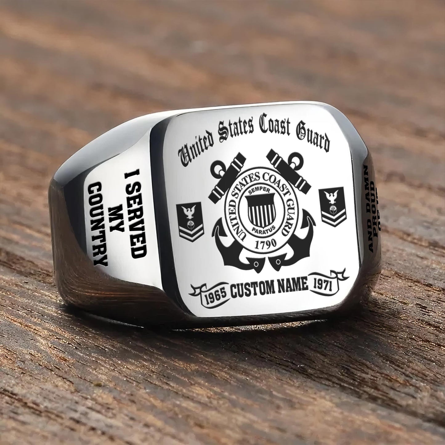 US Coast Guard – Engraved Men's Ring –  Military Heritage Insignia