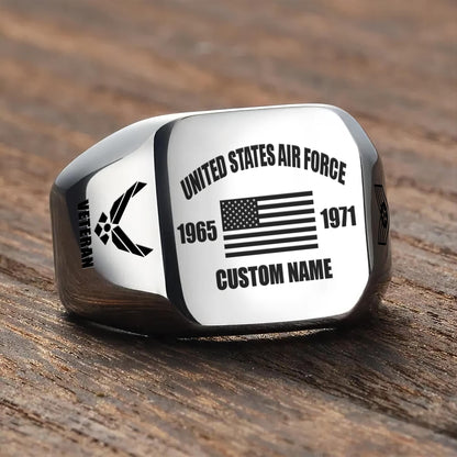 US Air Force – Engraved Men's Ring – American Flag Signet