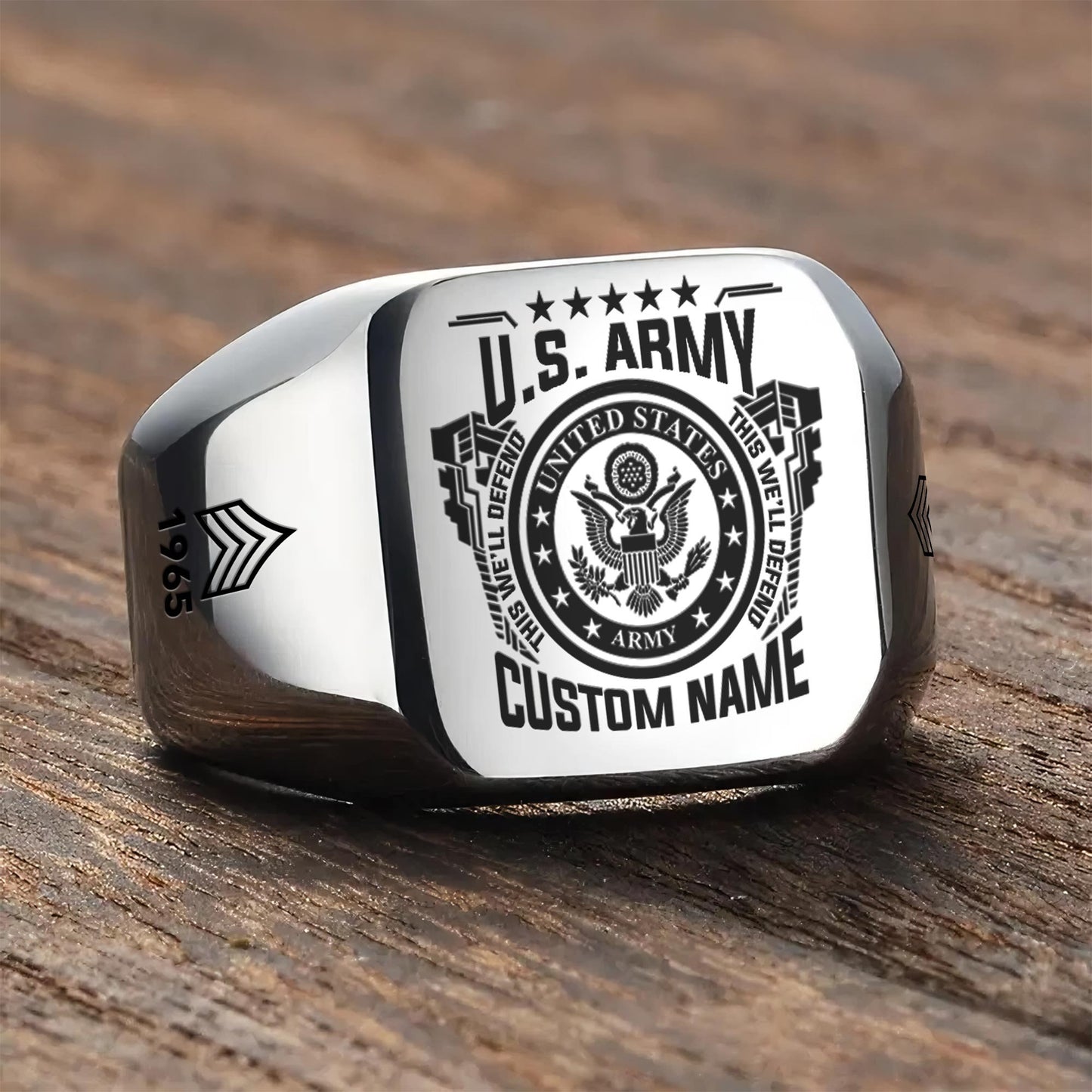 US Army – Engraved Men's Ring – Veteran Heritage Seal