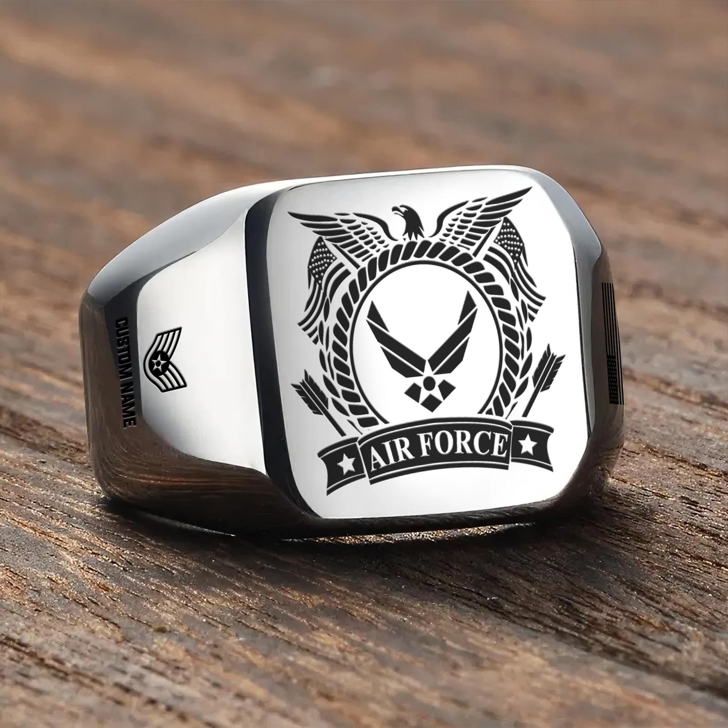US Air Force – Engraved Men's Ring – Classic Military Signet