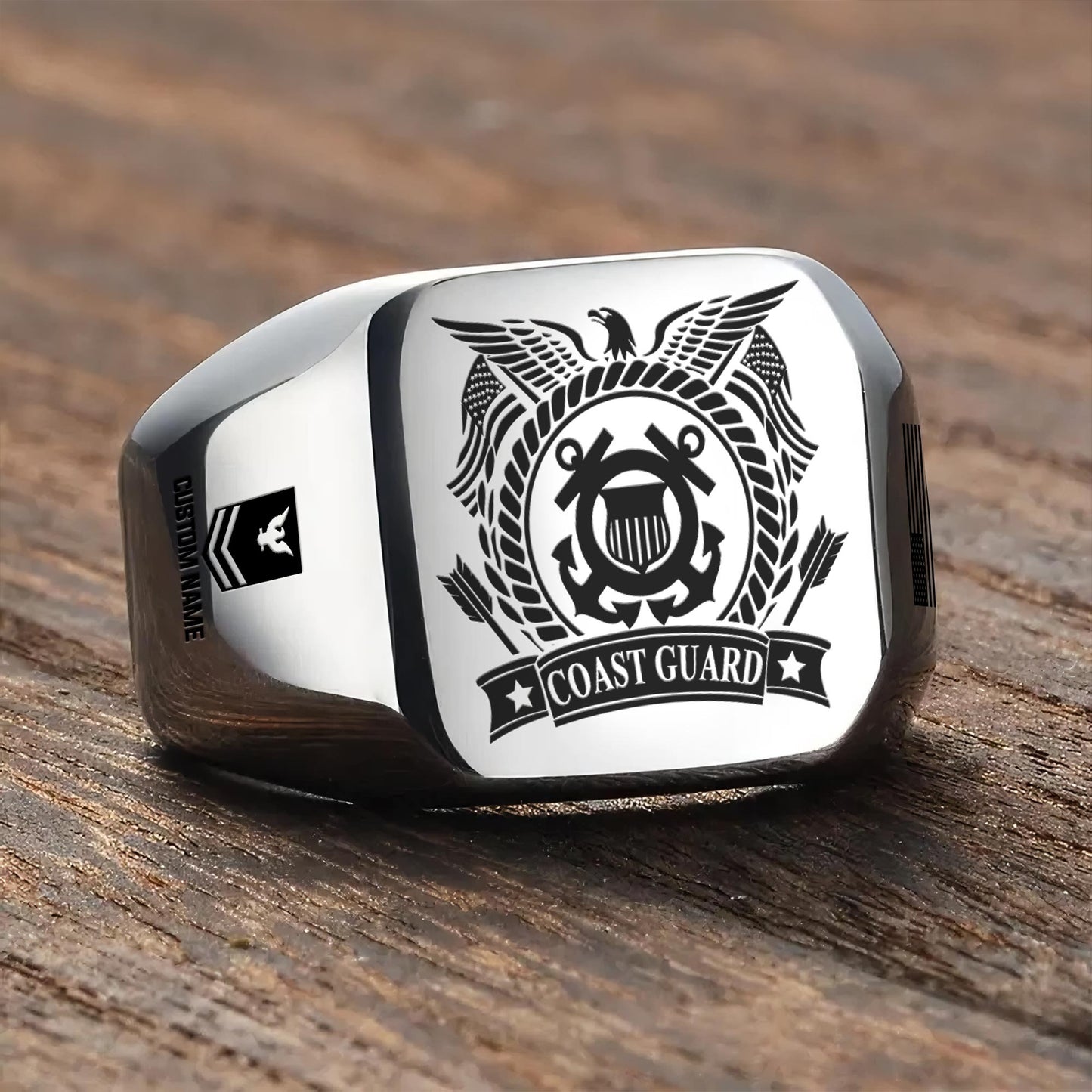 US Coast Guard – Engraved Men's Ring – Classic Military Signet