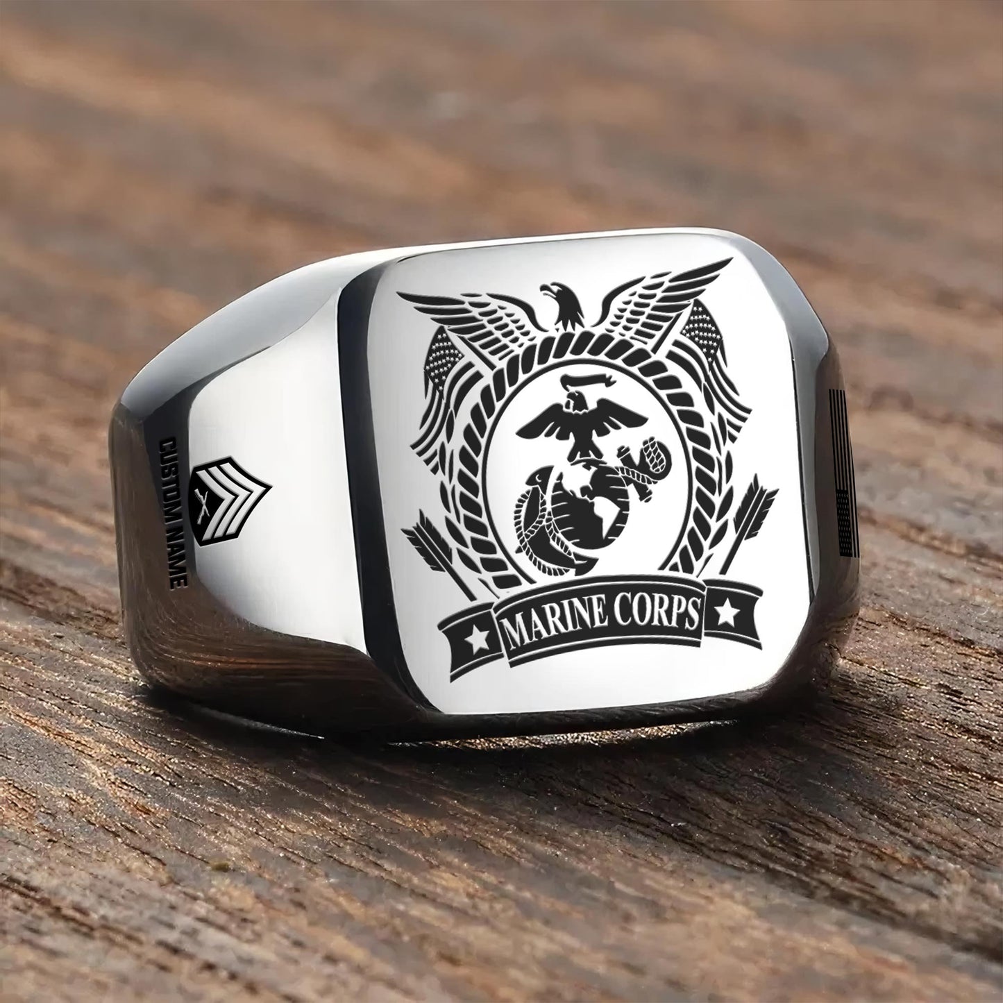 US Marine Corps – Engraved Men's Ring – Classic Military Signet