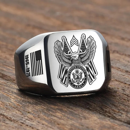 US Army – Engraved Men's Ring – Honor Guard Eagle