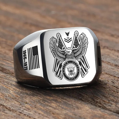 US Navy – Engraved Men's Ring – Honor Guard Eagle