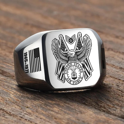 US Air Force – Engraved Men's Ring – Honor Guard Eagle
