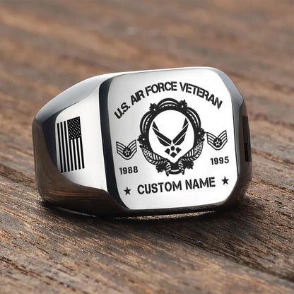 US Air Force – Engraved Men's Ring – Veteran Legacy Emblem