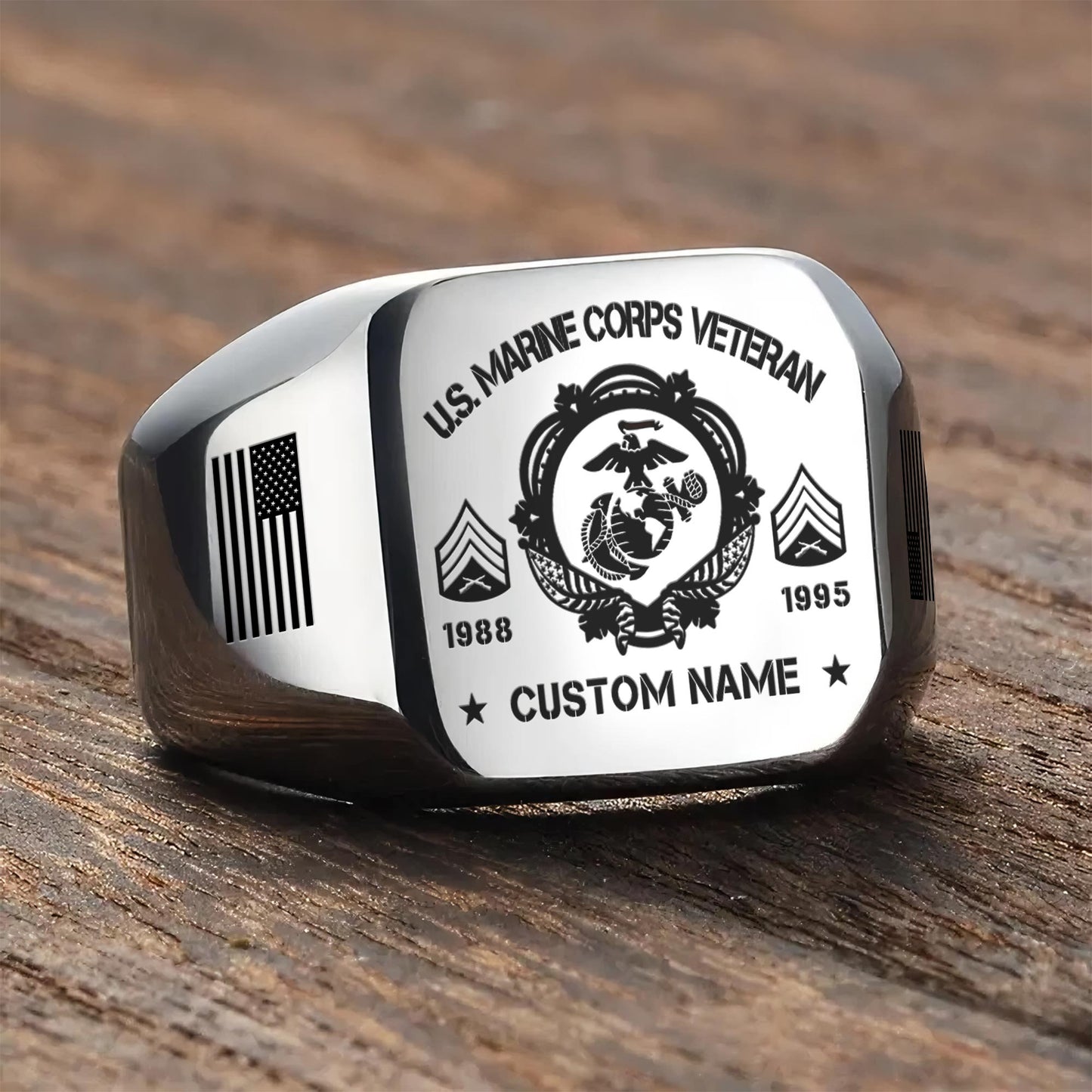 US Marine Corps – Engraved Men's Ring –  Veteran Legacy Emblem