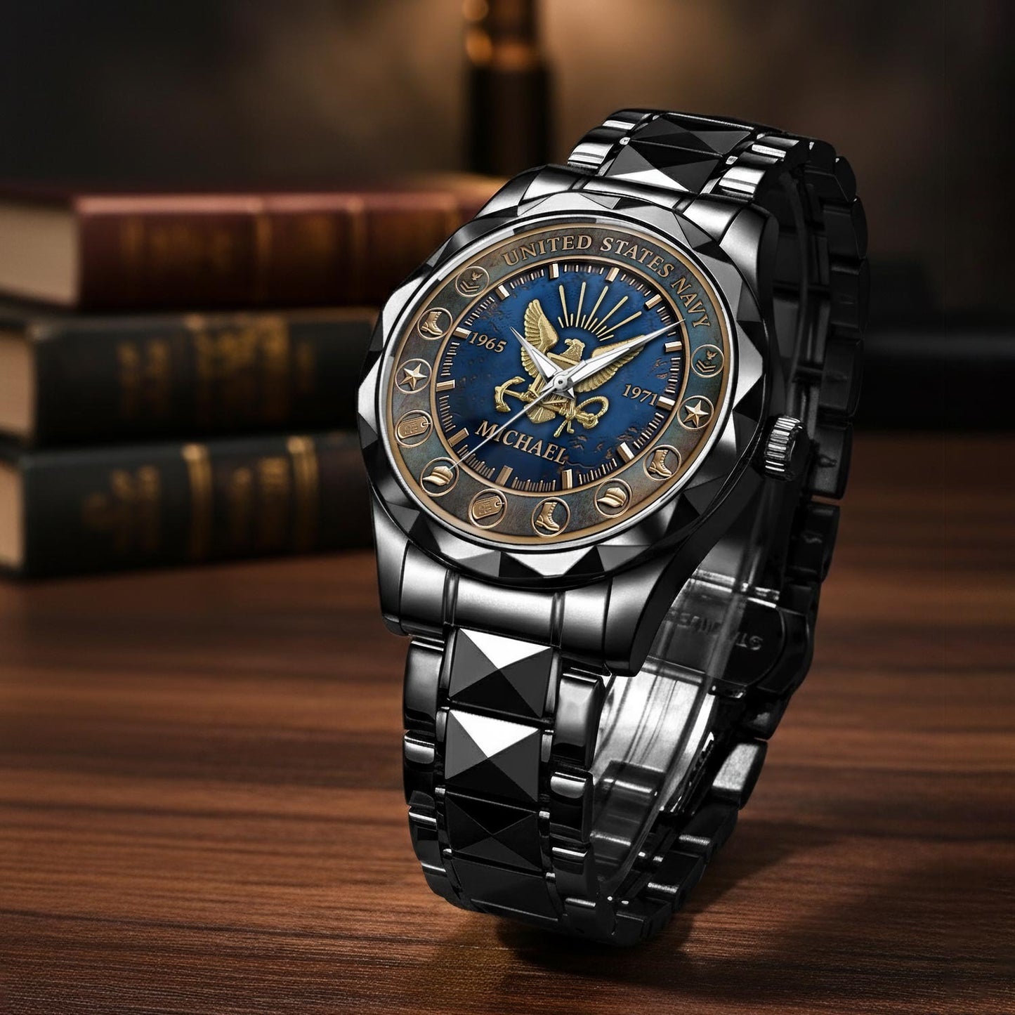 US Navy – Diamond-Cut Bezel Watch – Patriot Guardian Dial