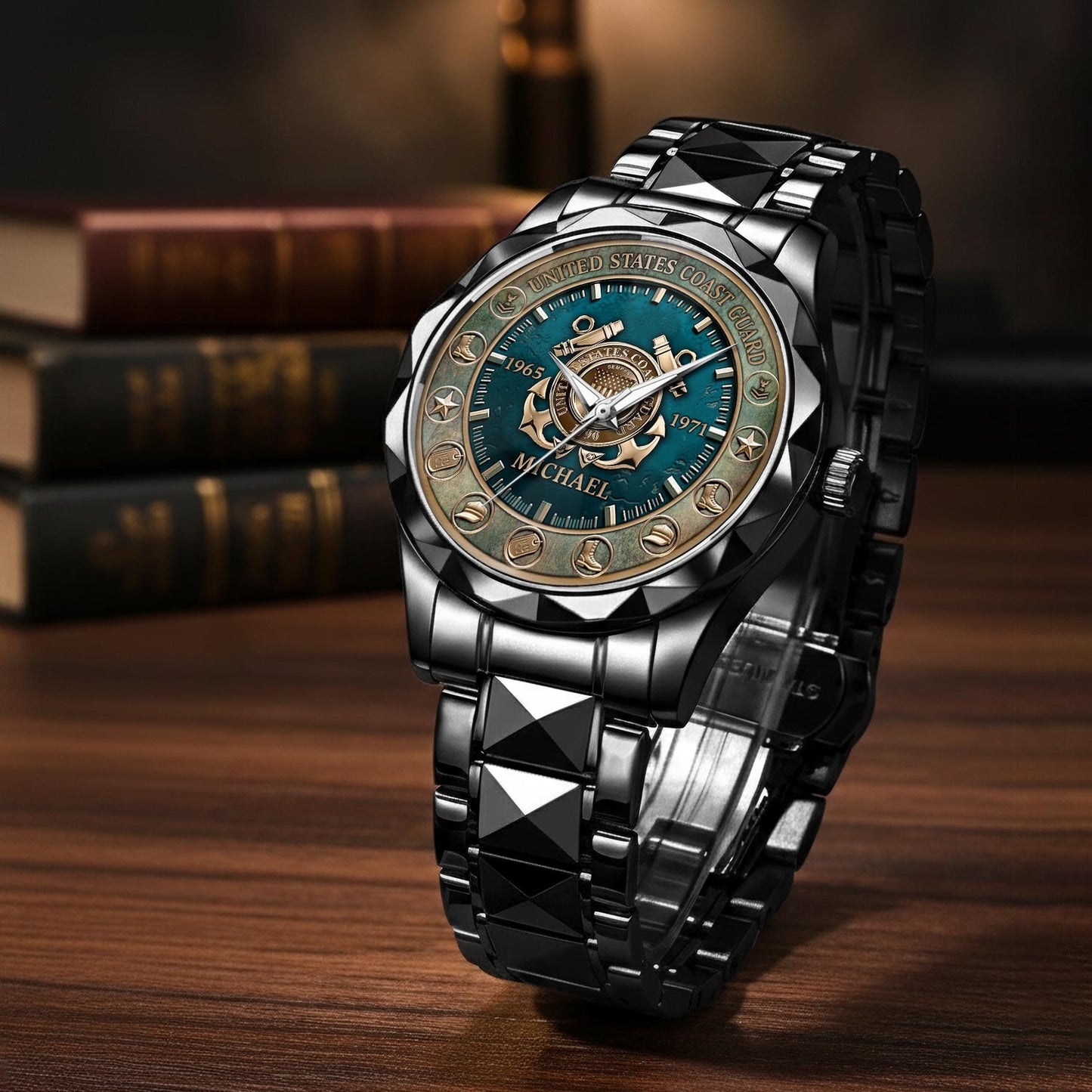 US Coast Guard – Diamond-Cut Bezel Watch – Patriot Guardian Dial