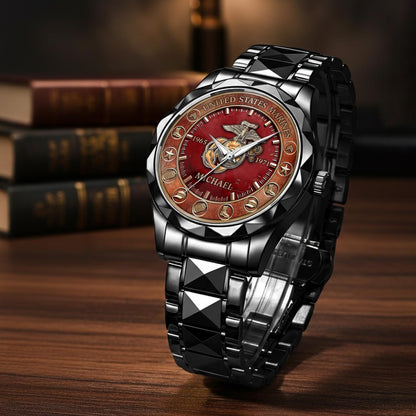 US Marine Corps – Diamond-Cut Bezel Watch – Patriot Guardian Dial