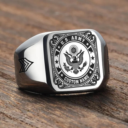 US Army – Engraved Men's Ring – Military Honor Seal