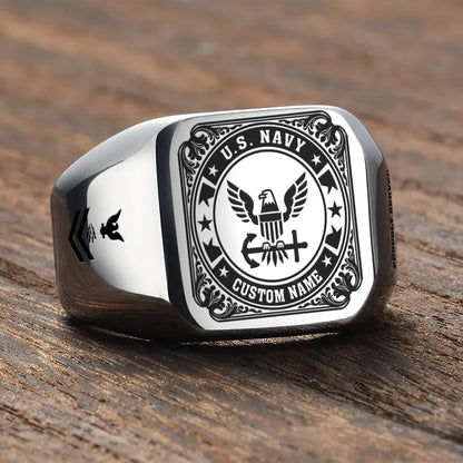 US Navy – Engraved Men's Ring – Military Honor Seal