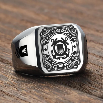 US Coast Guard – Engraved Men's Ring –  Military Honor Seal