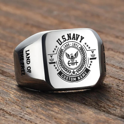 US Navy – Engraved Men's Ring – Motto Legacy Signet