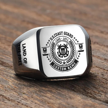 US Coast Guard – Engraved Men's Ring – Motto Legacy Signet