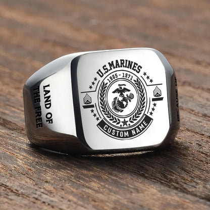 US Marine Corps – Engraved Men's Ring – Motto Legacy Signet