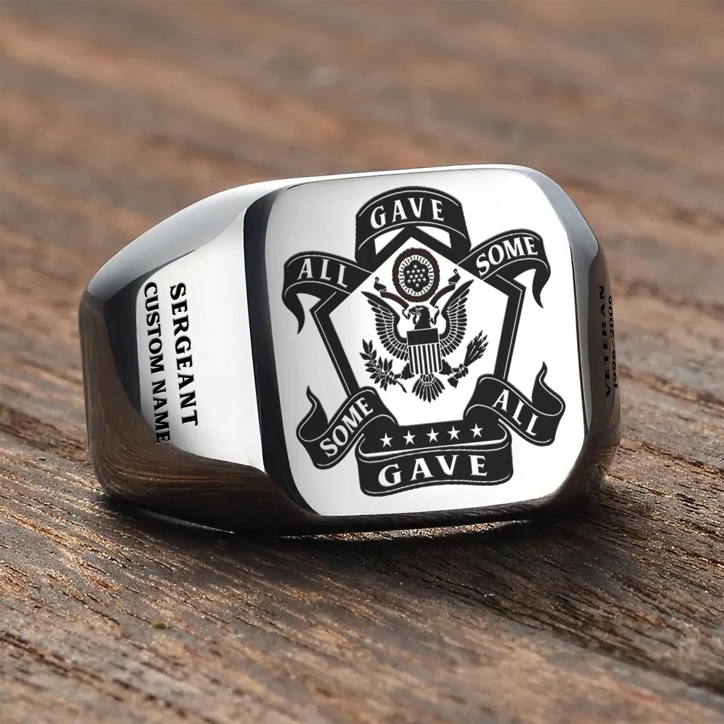 US Army – Engraved Men's Ring – Honor Star Crest