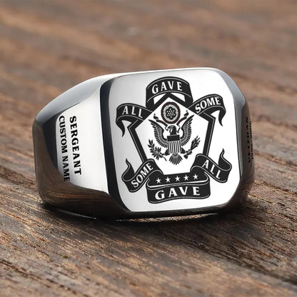 US Army – Engraved Men's Ring – Honor Star Crest