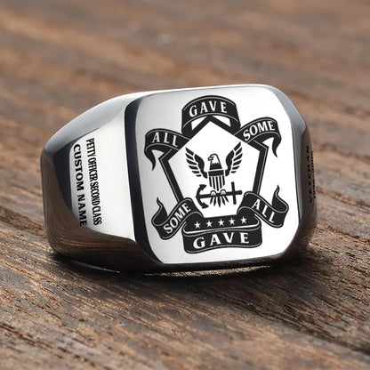US Navy – Engraved Men's Ring – Honor Star Crest