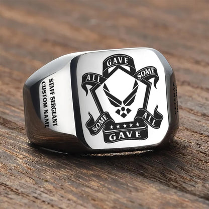 US Air Force – Engraved Men's Ring – Honor Star Crest