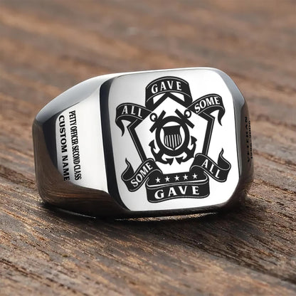 US Coast Guard – Engraved Men's Ring –  Honor Star Crest