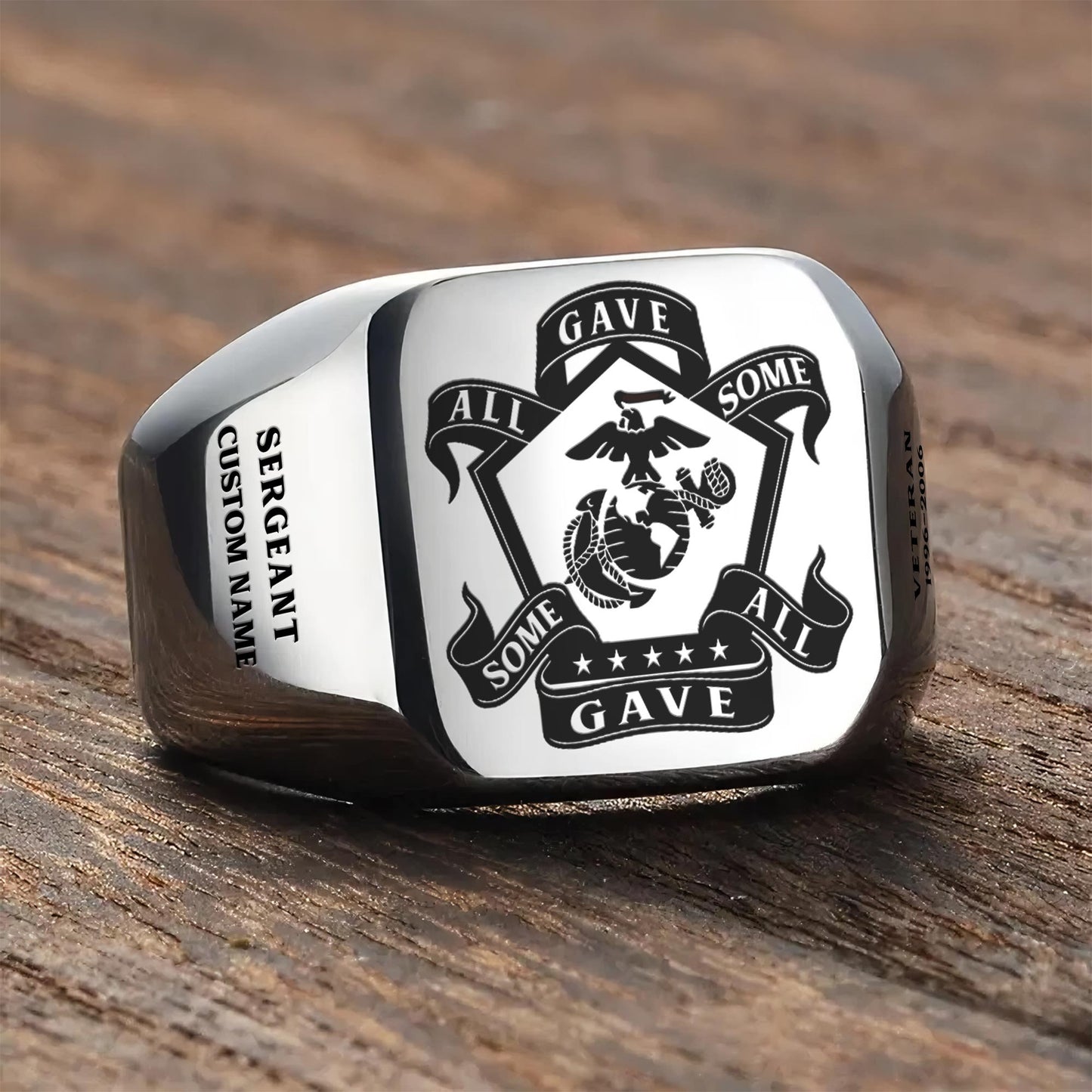 US Marine Corps – Engraved Men's Ring –  Honor Star Crest