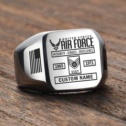 US Air Force – Engraved Men's Ring – Service Record Crest