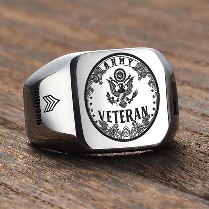 US Army – Engraved Men's Ring – Ornate Crest Signet