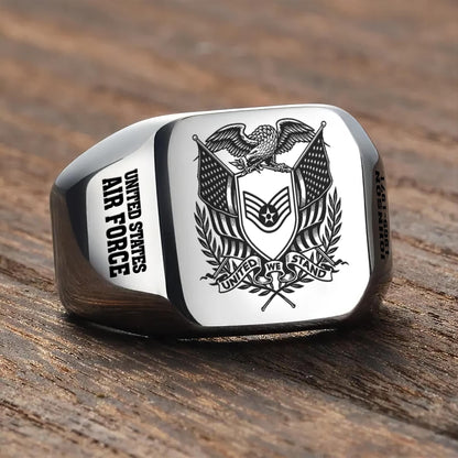US Air Force – Engraved Men's Ring – Patriot Shield Emblem