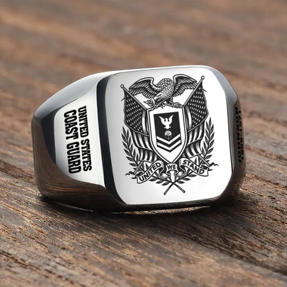 US Coast Guard – Engraved Men's Ring –   Patriot Shield Emblem