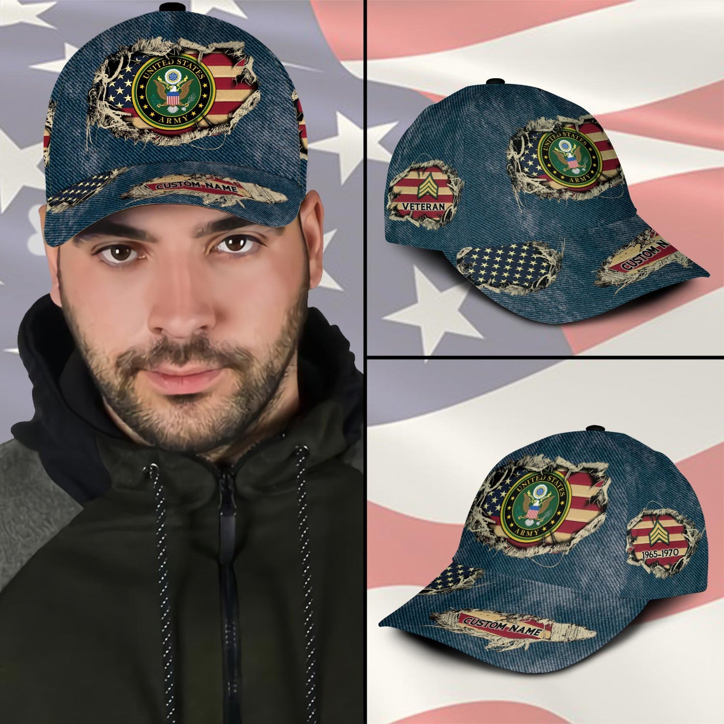 US Army – Classic Cap – Distressed Denim Print